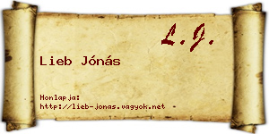 Lieb Jónás névjegykártya